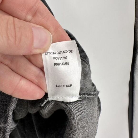 Lulus Corra Denim Mini Dress S Washed Black Button Front Jean Jumper Square Neck - Picture 9 of 12